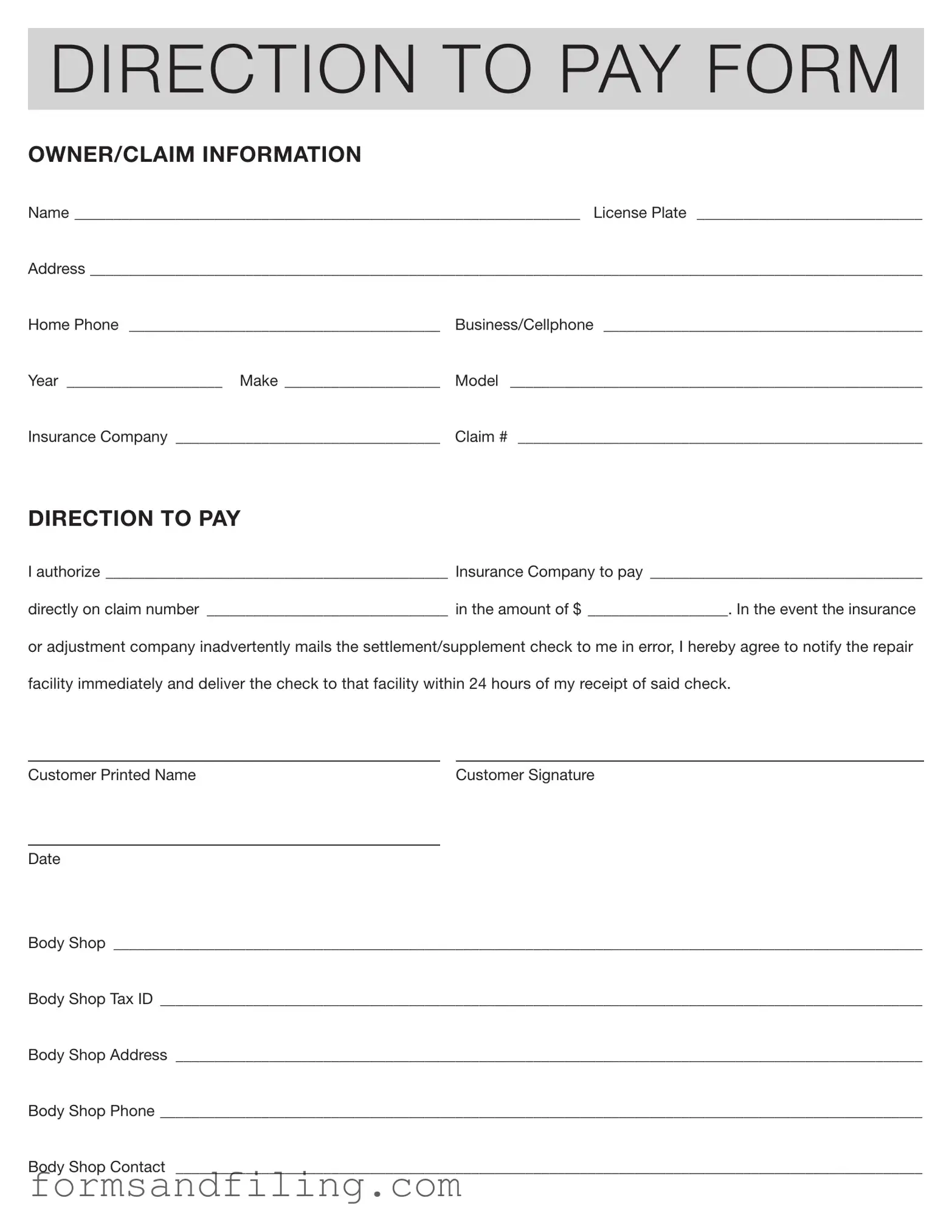 Fill Out a Valid Authorization And Direction Pay Template