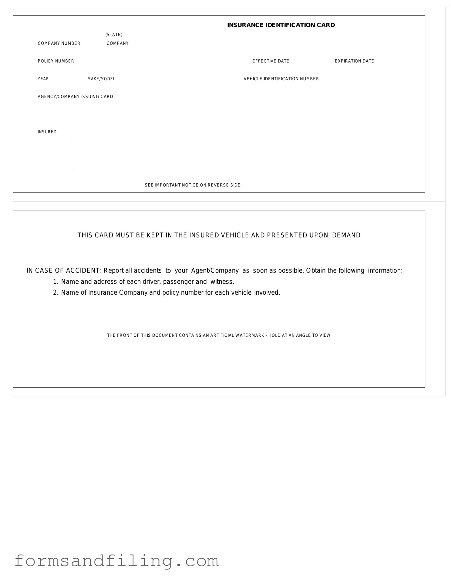 Fill Out a Valid Auto Insurance Card Template