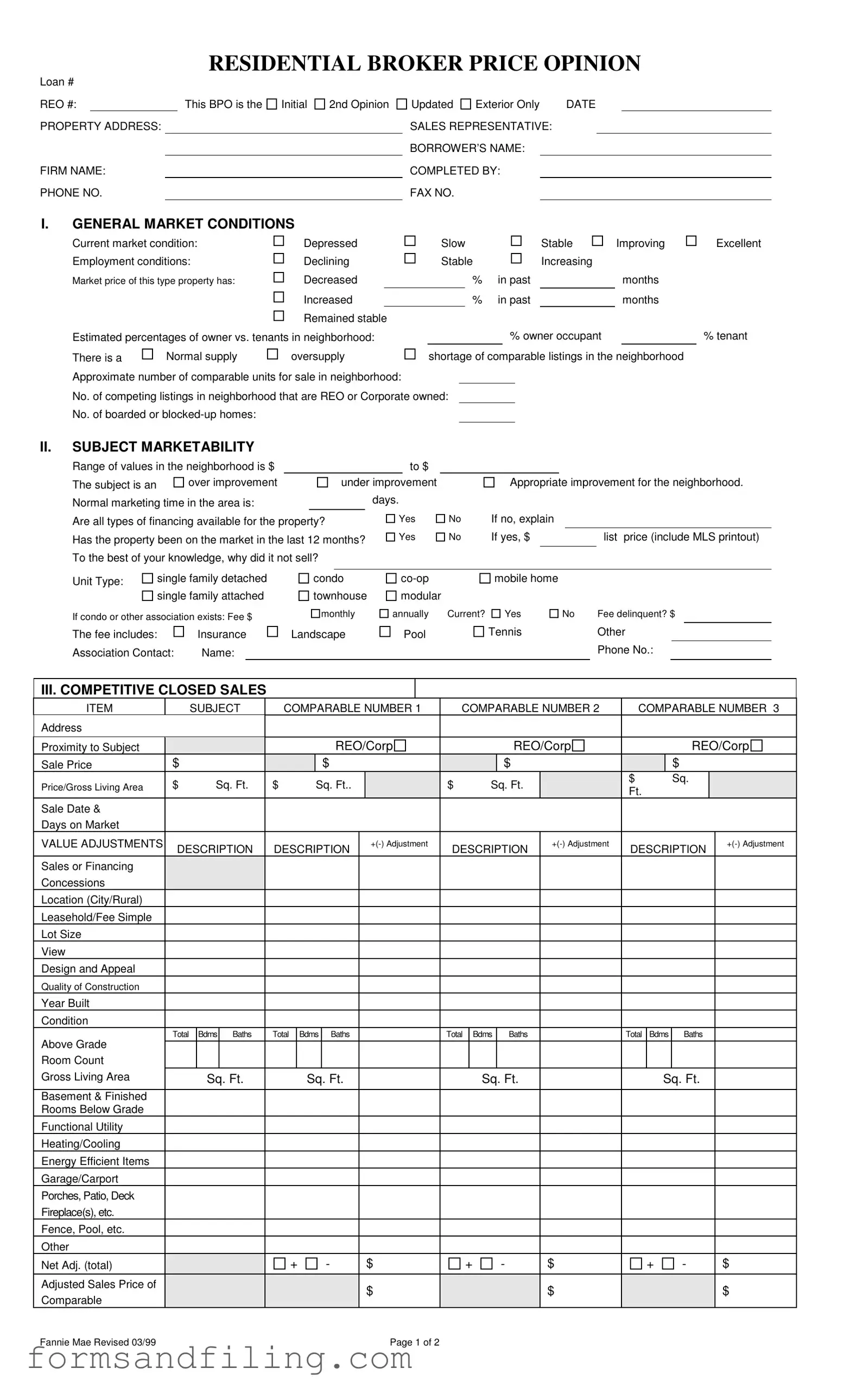 Fill Out a Valid Broker Price Opinion Template
