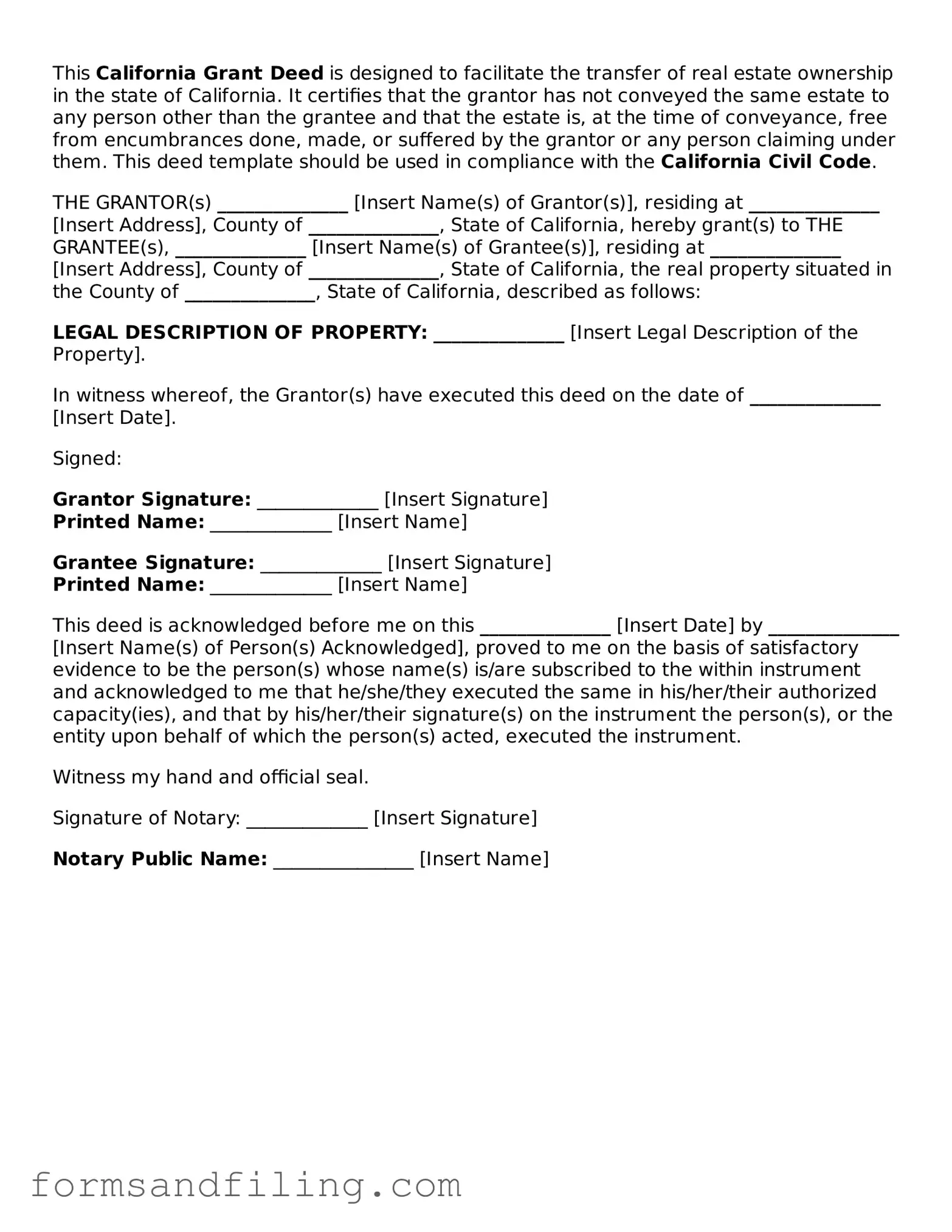 Free California Deed Template