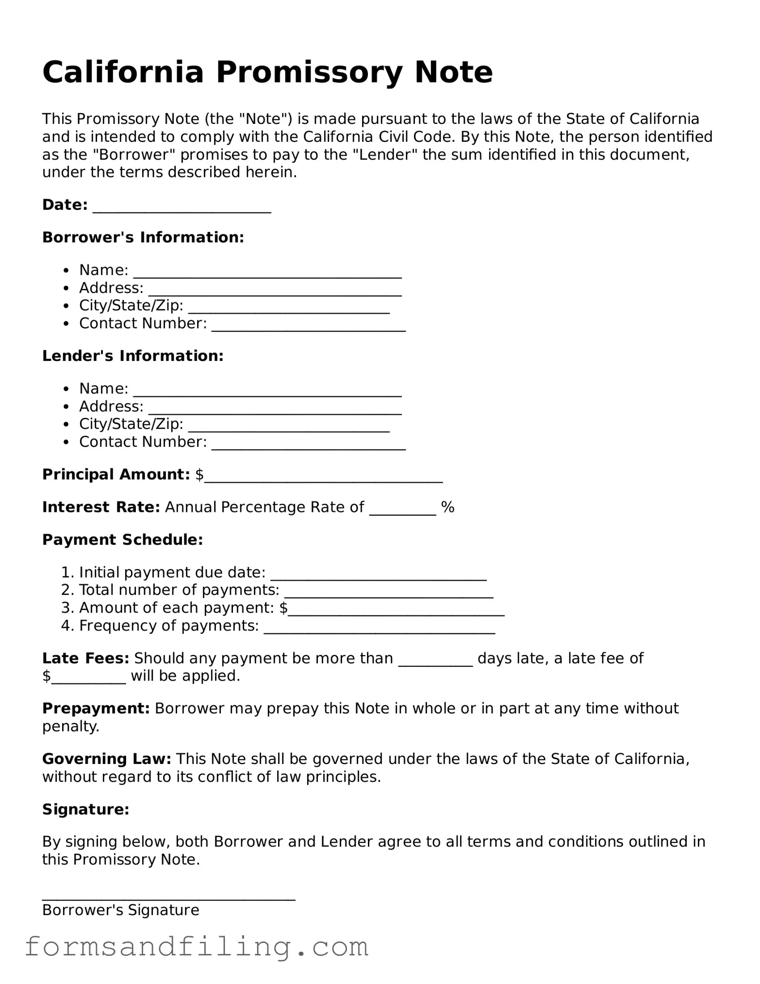 Free California Promissory Note Template