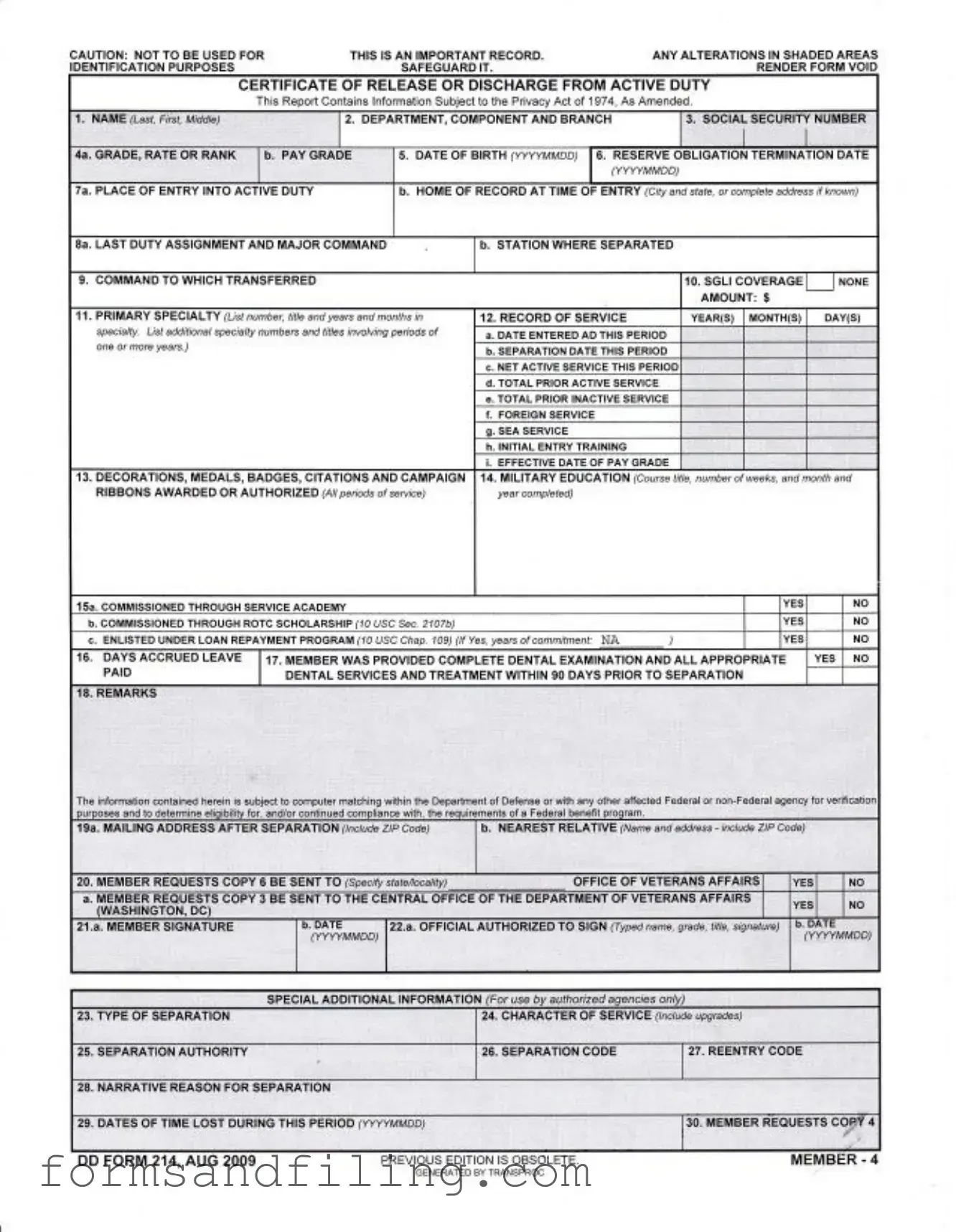 Fill Out a Valid Dd 214 Template