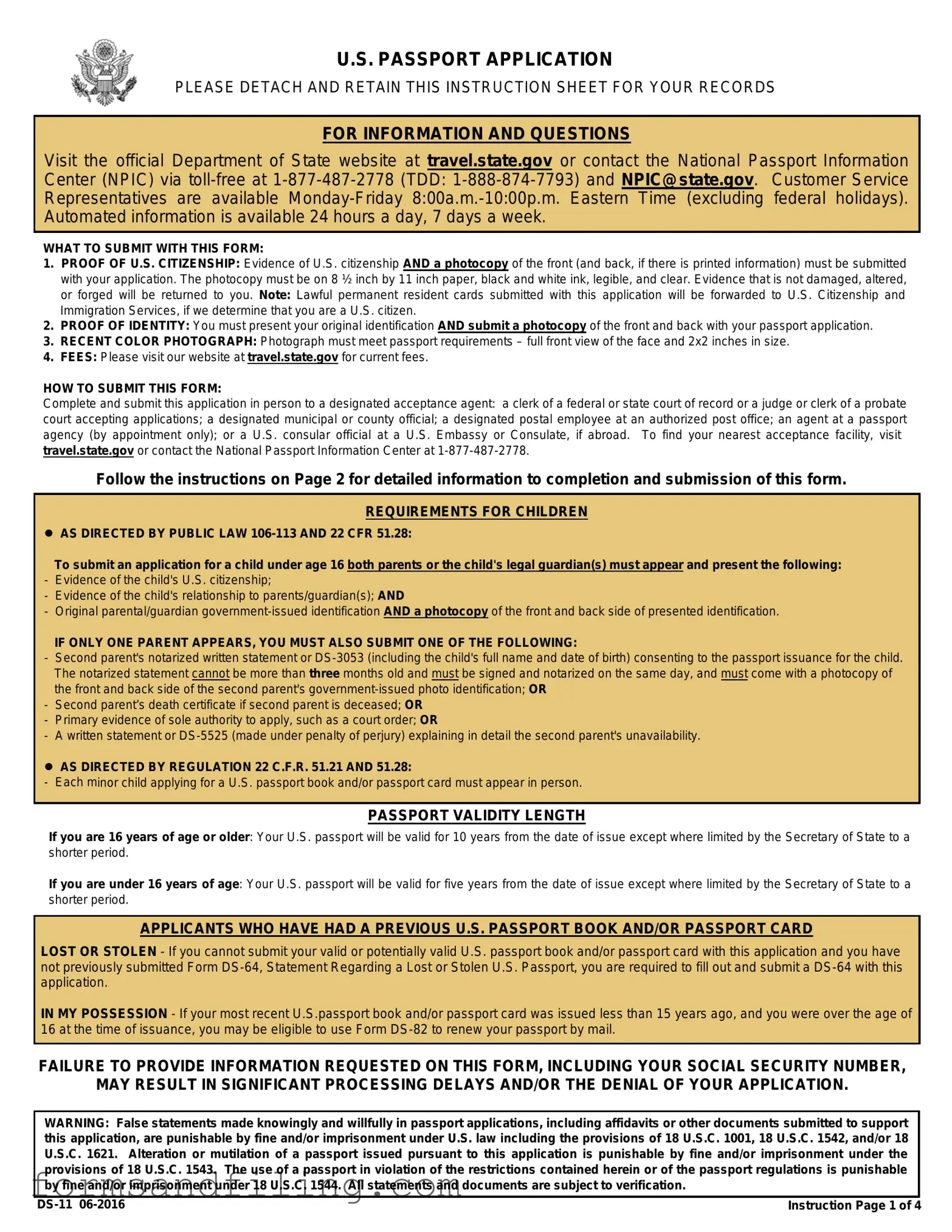Fill Out a Valid DS-11 U.S. Passport application Template