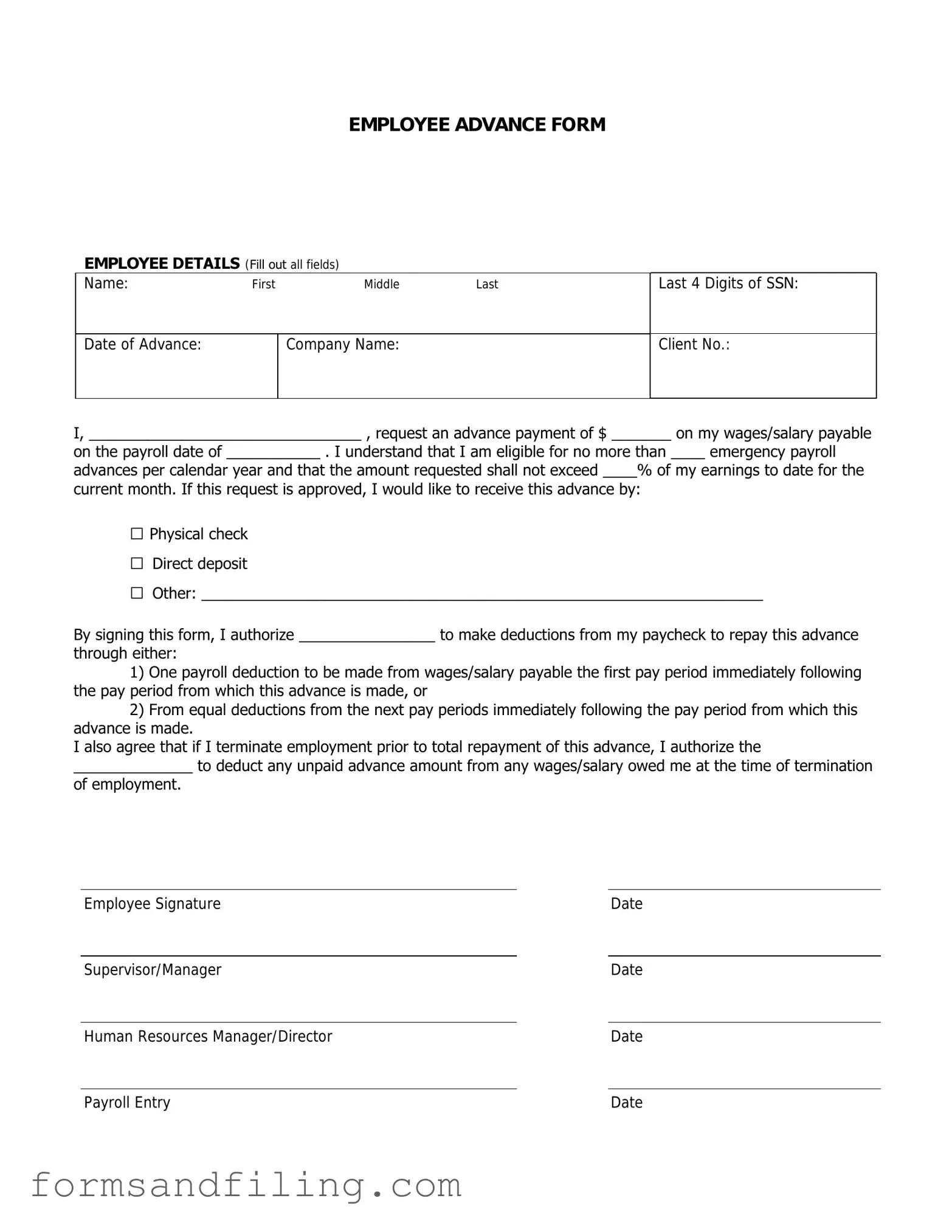 Fill Out a Valid Employee Advance Template