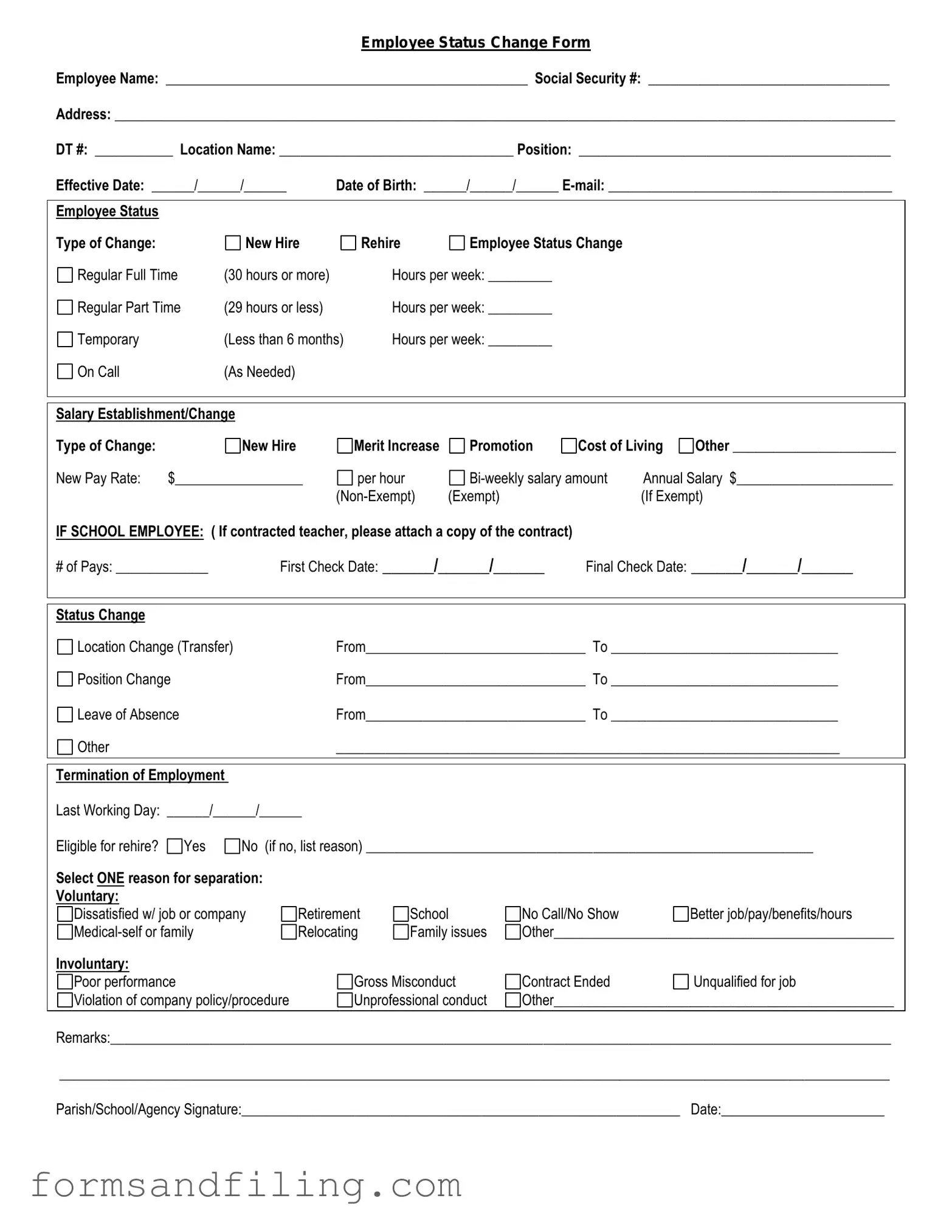 Fill Out a Valid Employee Status Change Template
