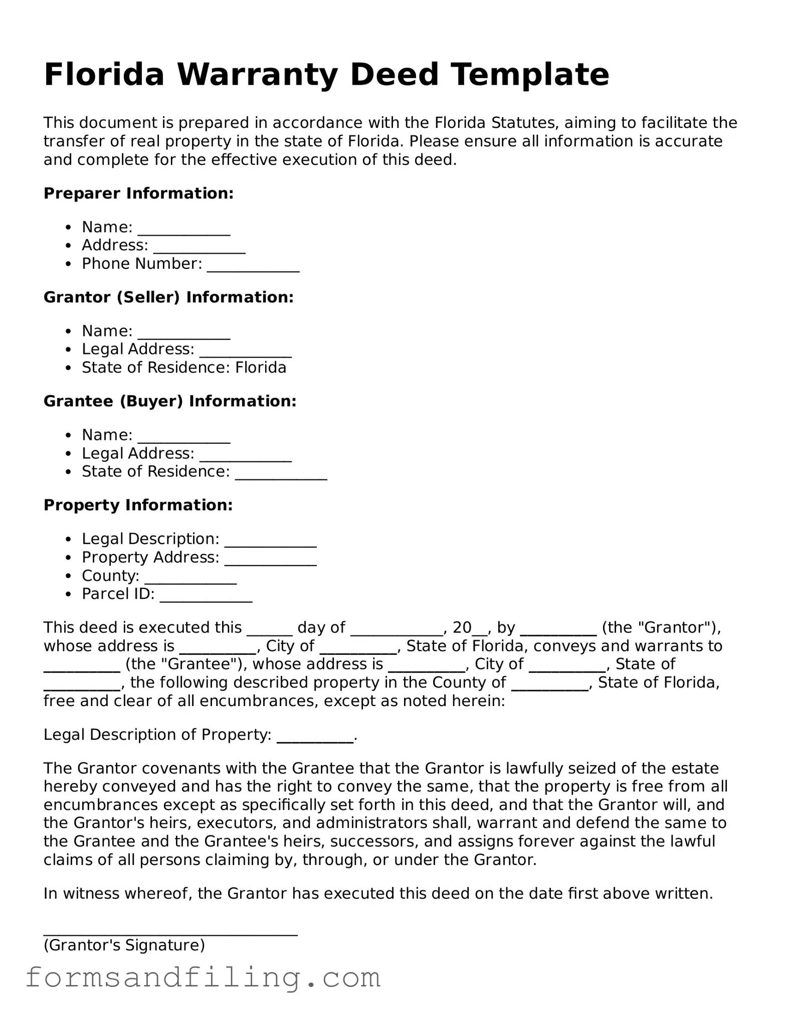 Free Florida Deed Template