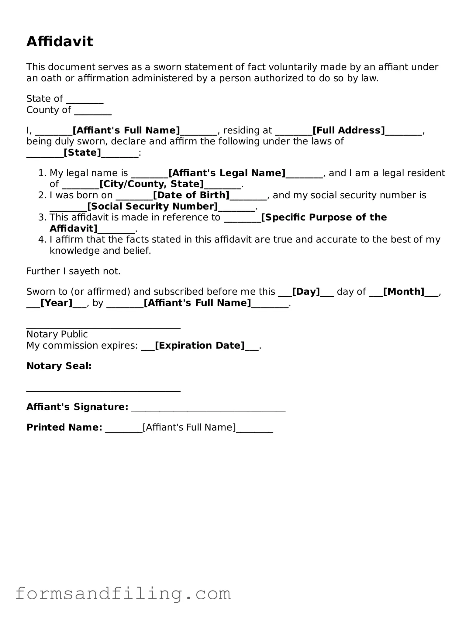 Free Affidavit Template