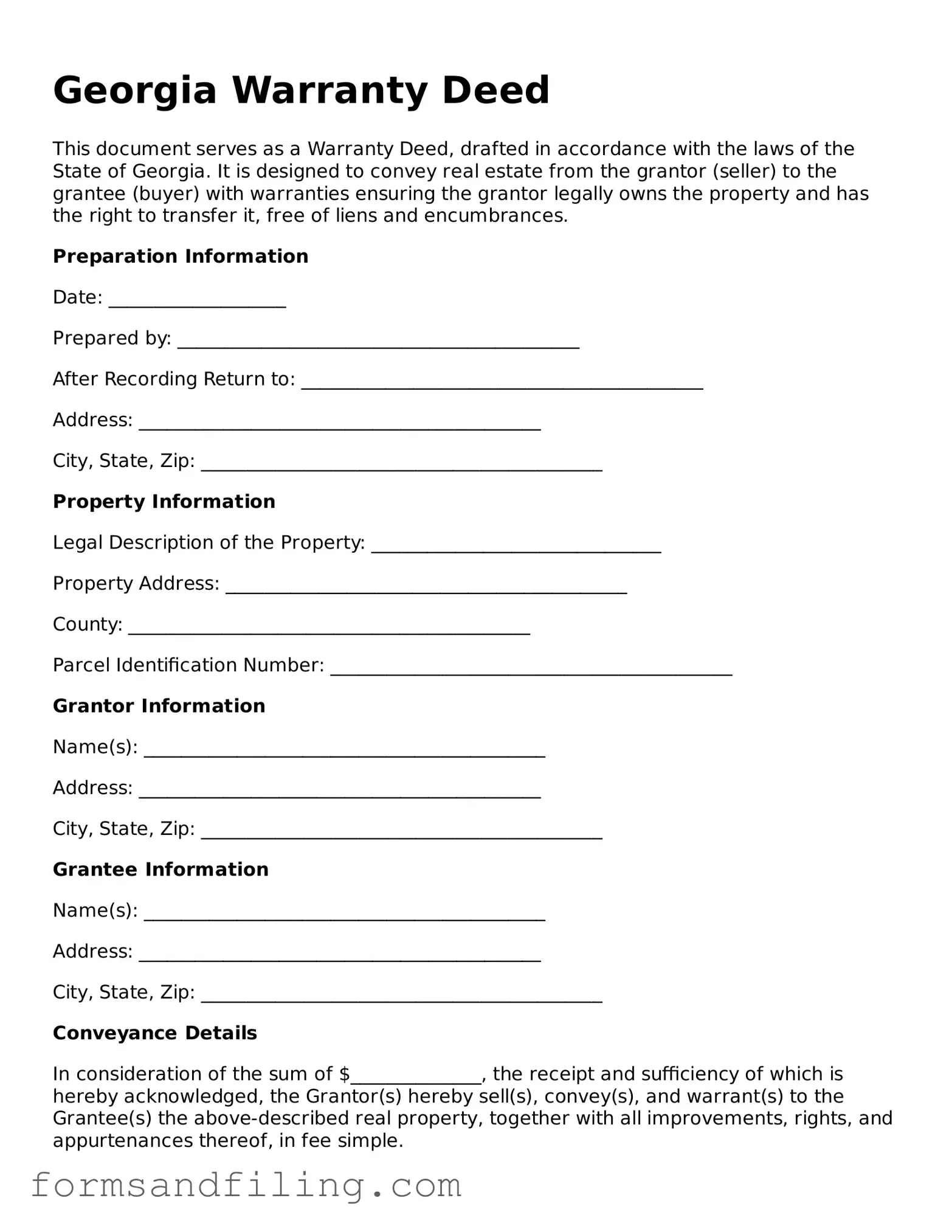 Free Georgia Deed Template