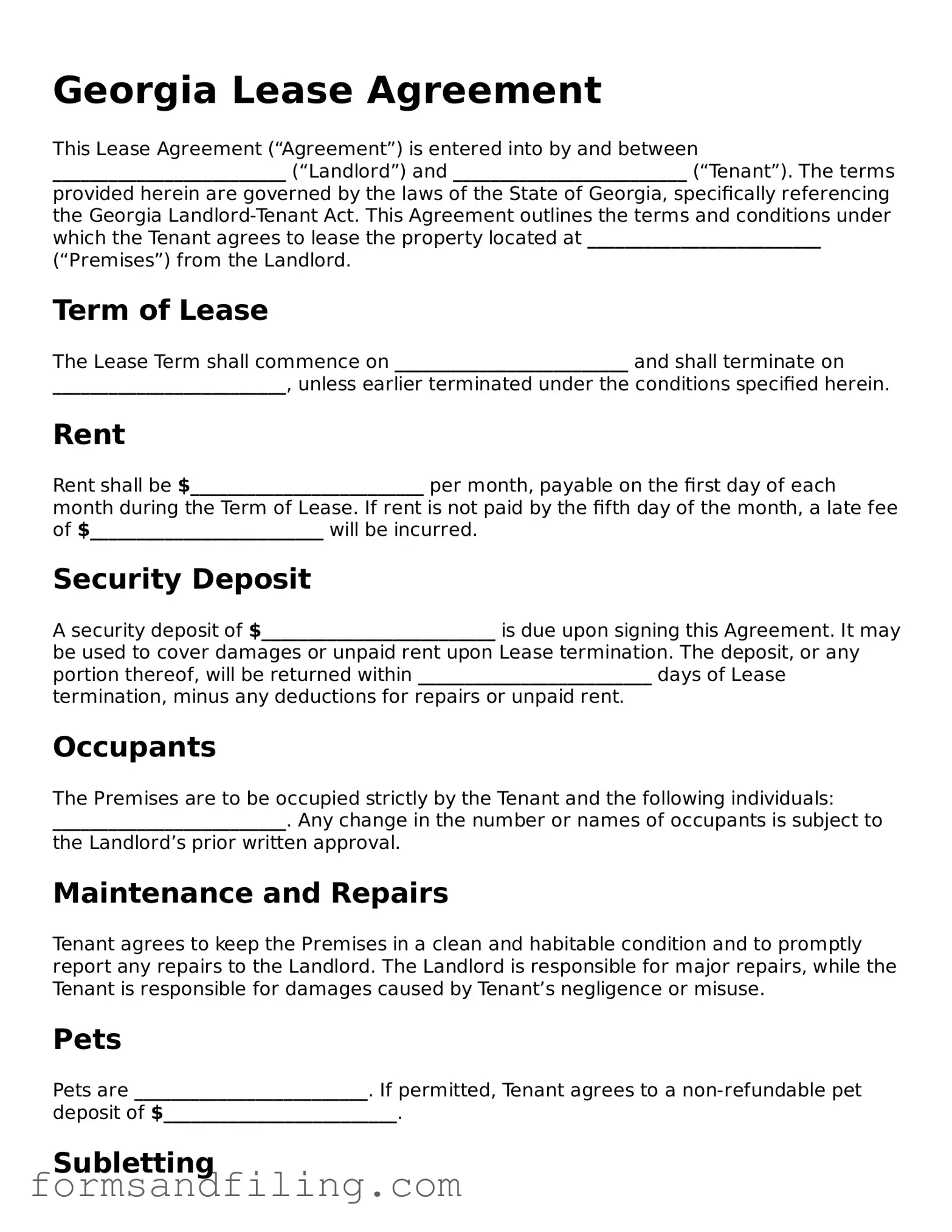 Free Georgia Lease Agreement Template