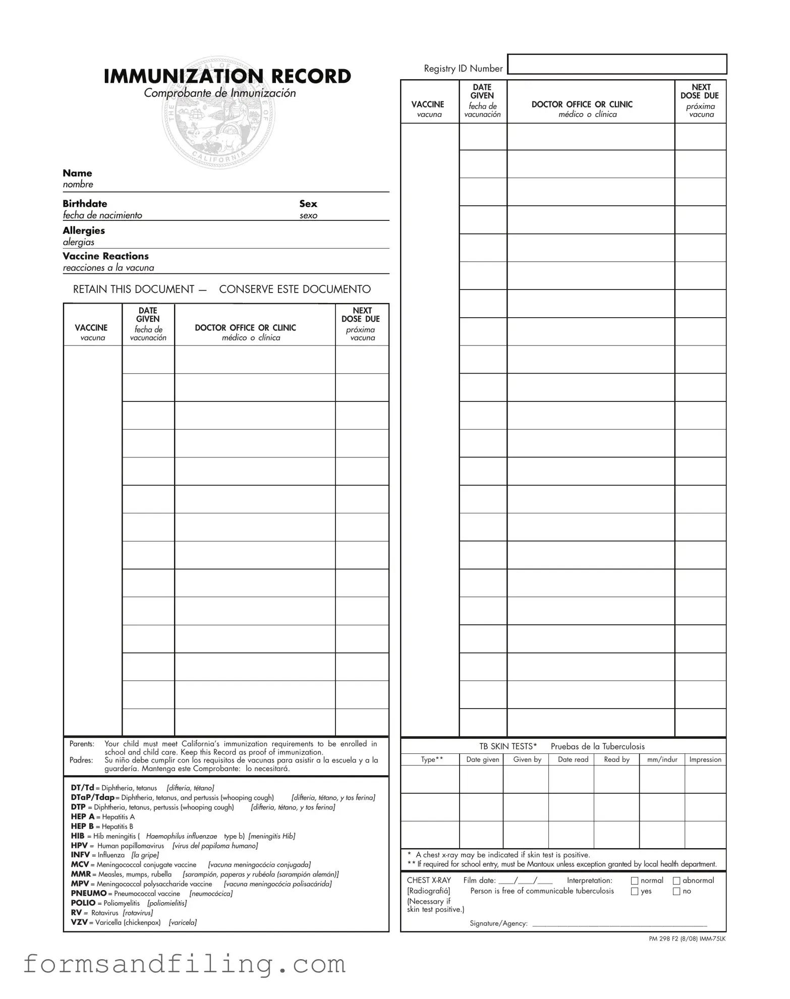 Fill Out a Valid Immunization Record Template