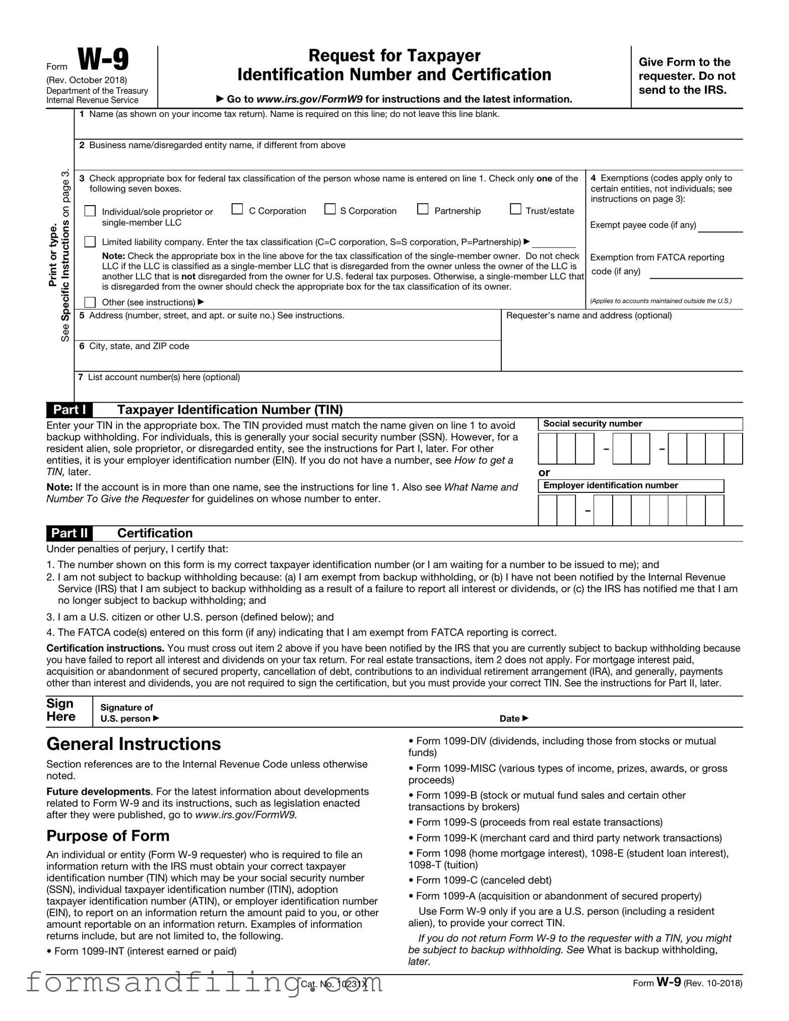 Fill Out a Valid IRS W-9 Template