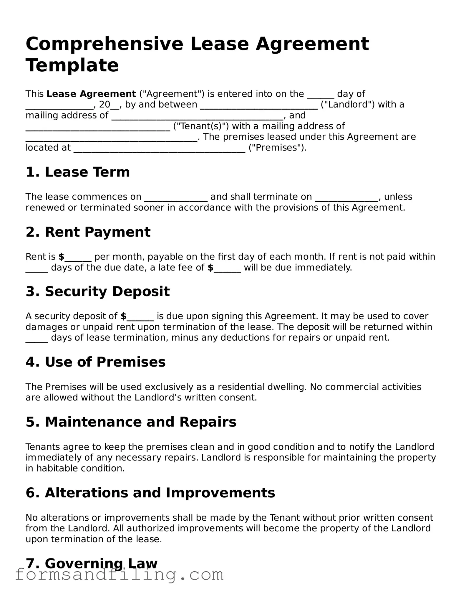 Free Lease Agreement Template