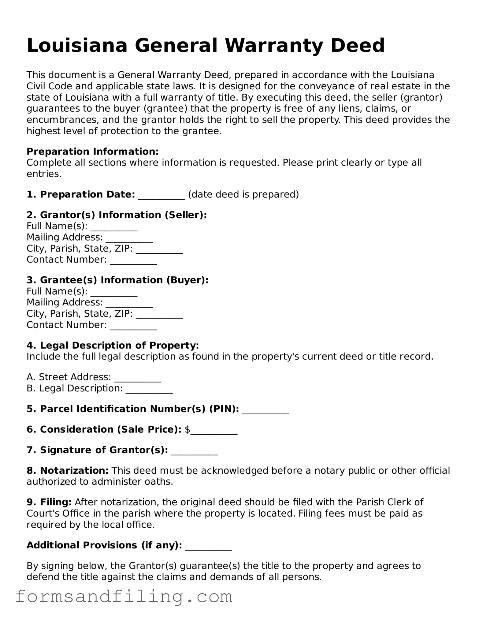 Free Louisiana Deed Template