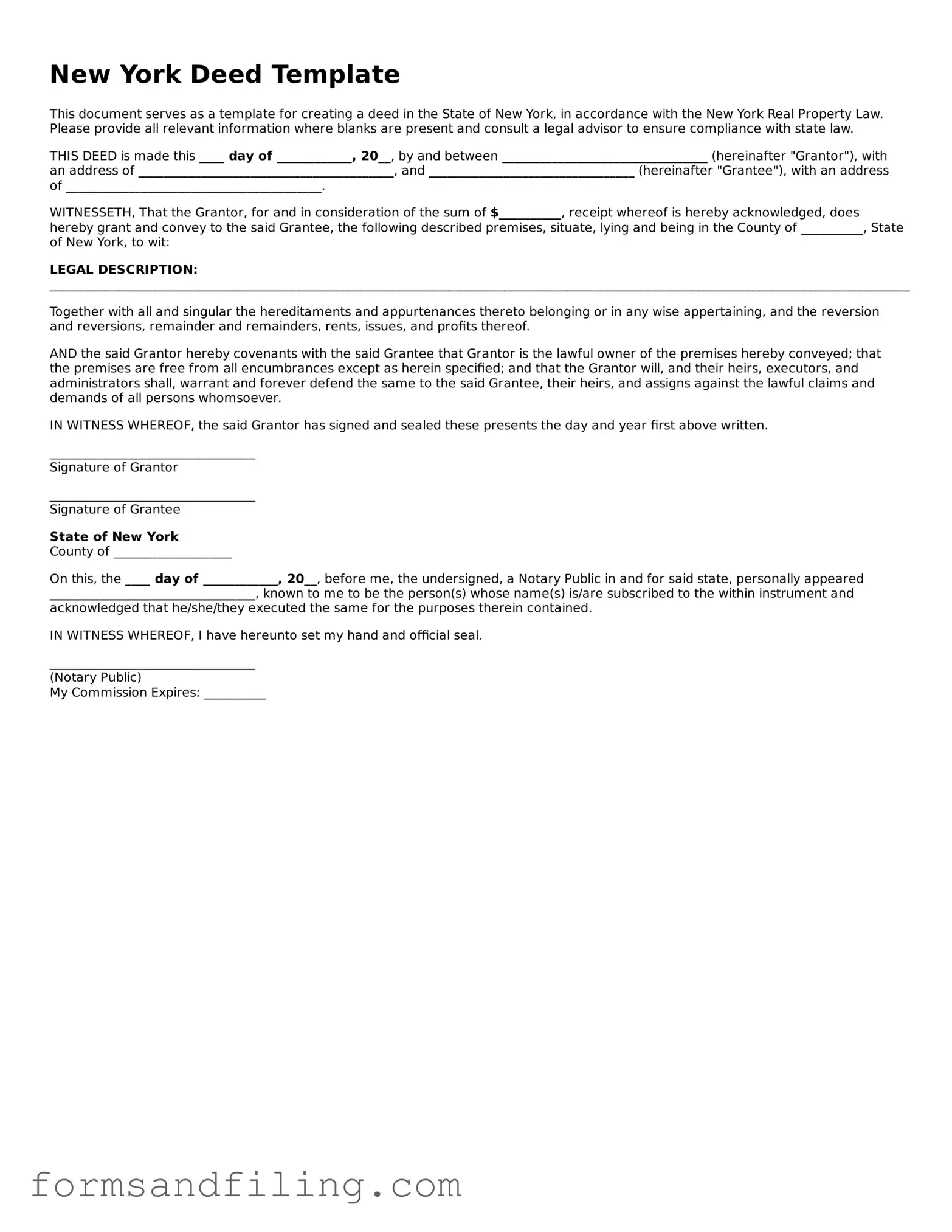 Free New York Deed Template