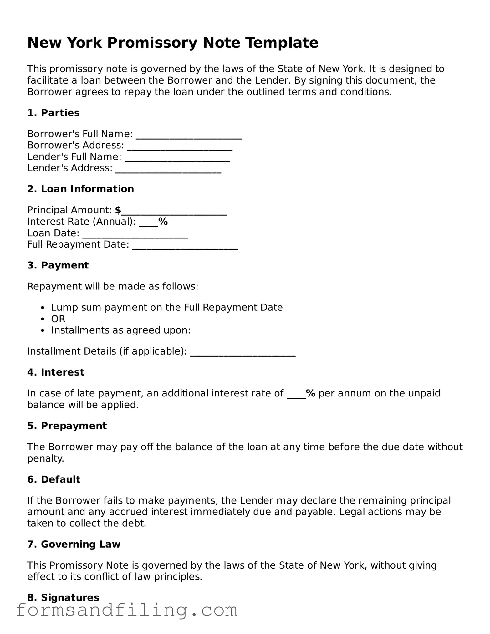 Free New York Promissory Note Template