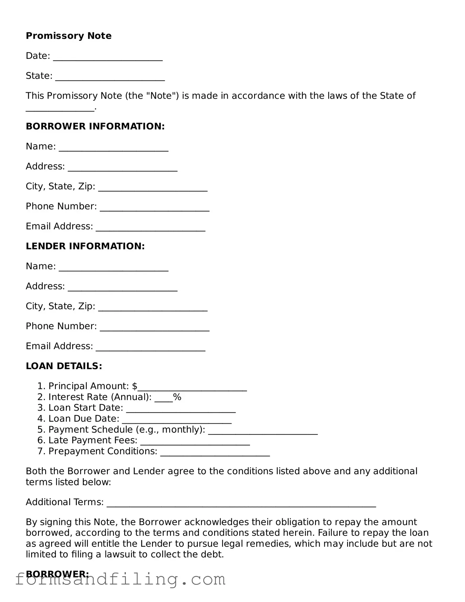Free Promissory Note Template