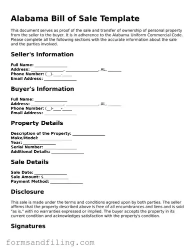 Free Alabama Bill of Sale Template