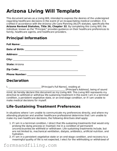 Free Arizona Living Will Template