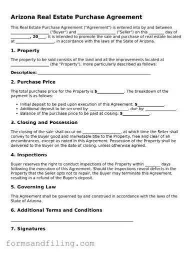 Free Arizona Real Estate Purchase Agreement Template