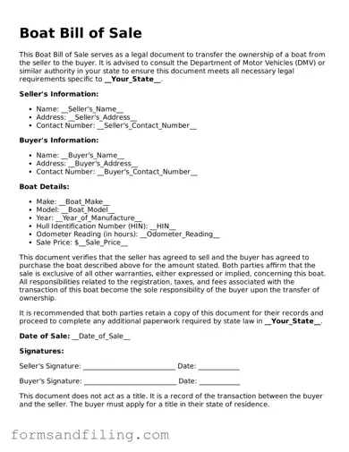 Free Boat Bill of Sale Template