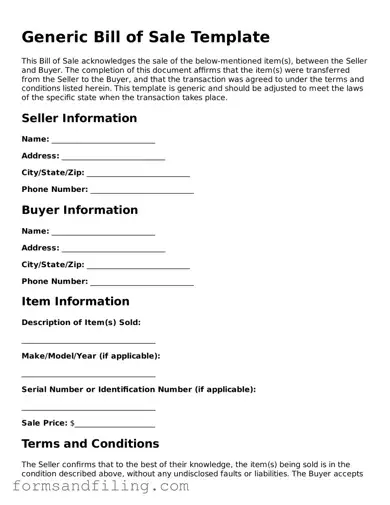 Free Bill of Sale Template