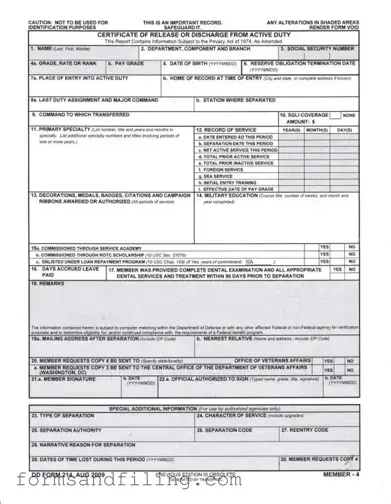 Fill Out a Valid Dd 214 Template