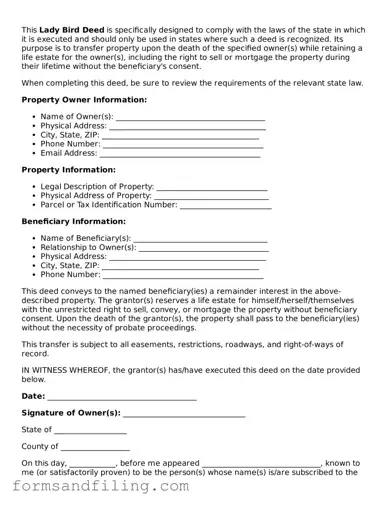 Free Lady Bird Deed Template
