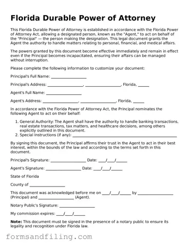 Free Florida Durable Power of Attorney Template