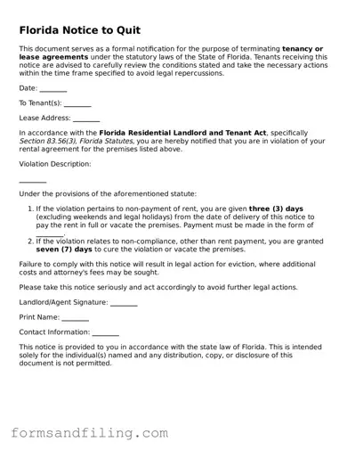 Free Florida Notice to Quit Template