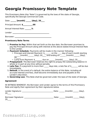 Free Georgia Promissory Note Template