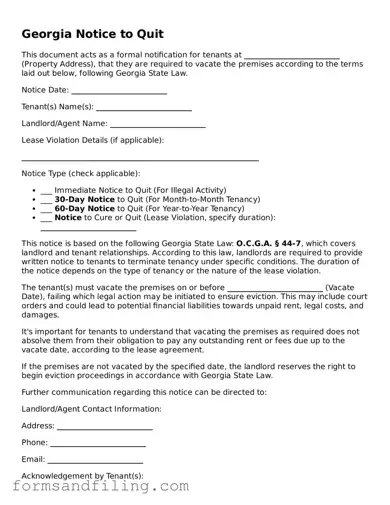Free Georgia Notice to Quit Template