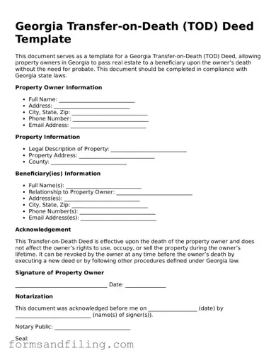 Free Georgia Transfer-on-Death Deed Template