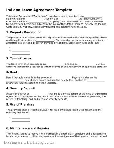 Free Indiana Lease Agreement Template