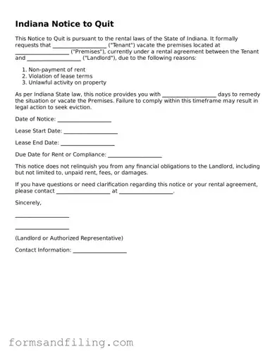 Free Indiana Notice to Quit Template
