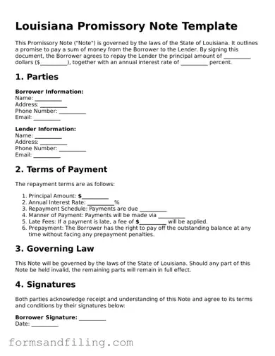 Free Louisiana Promissory Note Template