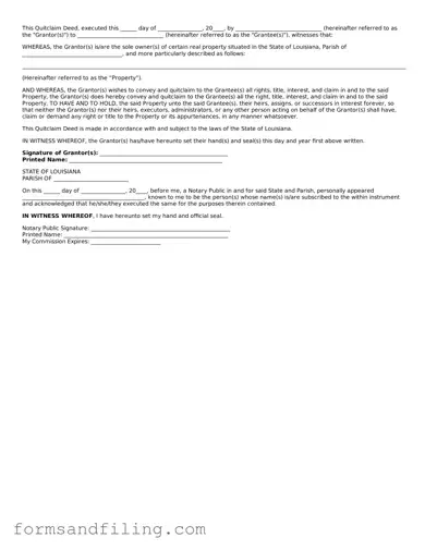 Free Louisiana Quitclaim Deed Template