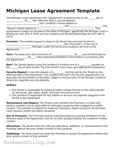 Free Michigan Lease Agreement Template