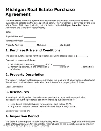 Free Michigan Real Estate Purchase Agreement Template