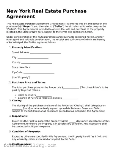 Free New York Real Estate Purchase Agreement Template