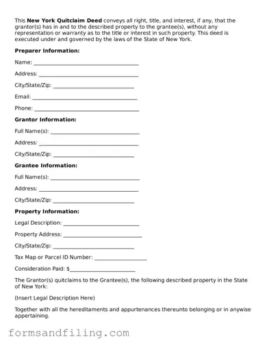 Free New York Quitclaim Deed Template
