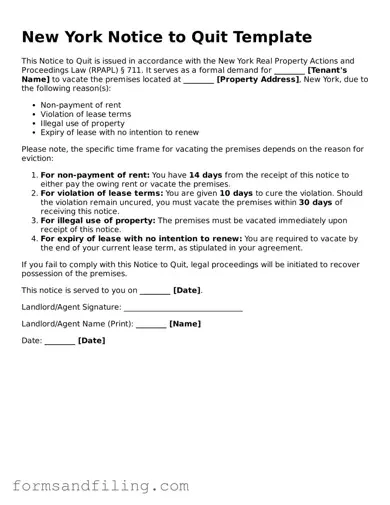 Free New York Notice to Quit Template