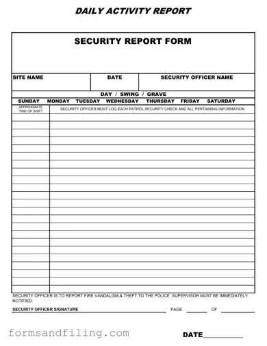 Fill Out a Valid Security Guard Daily Report Sample Template