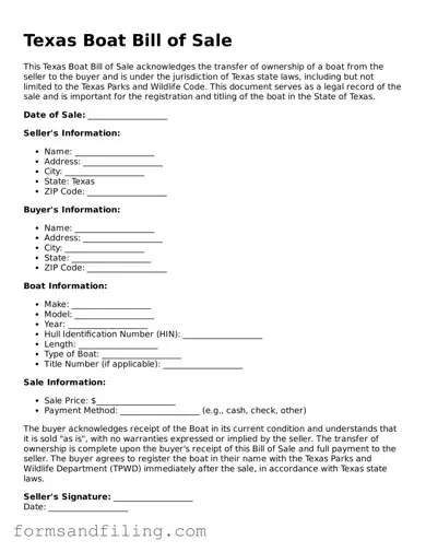 Free Texas Boat Bill of Sale Template