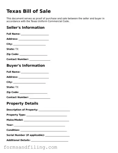 Free Texas Bill of Sale Template