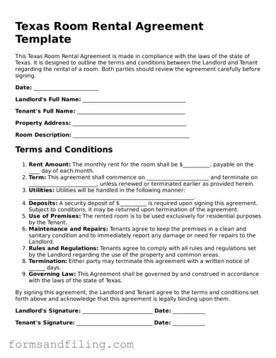 Free Texas Room Rental Agreement Template