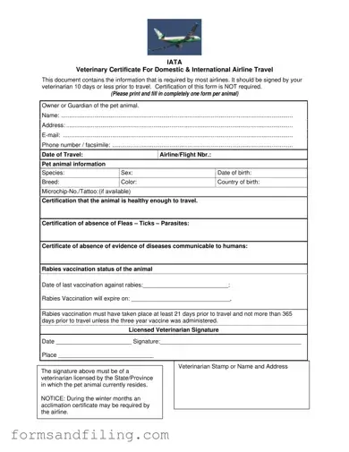 Fill Out a Valid Veterinary Certificate Travel Template