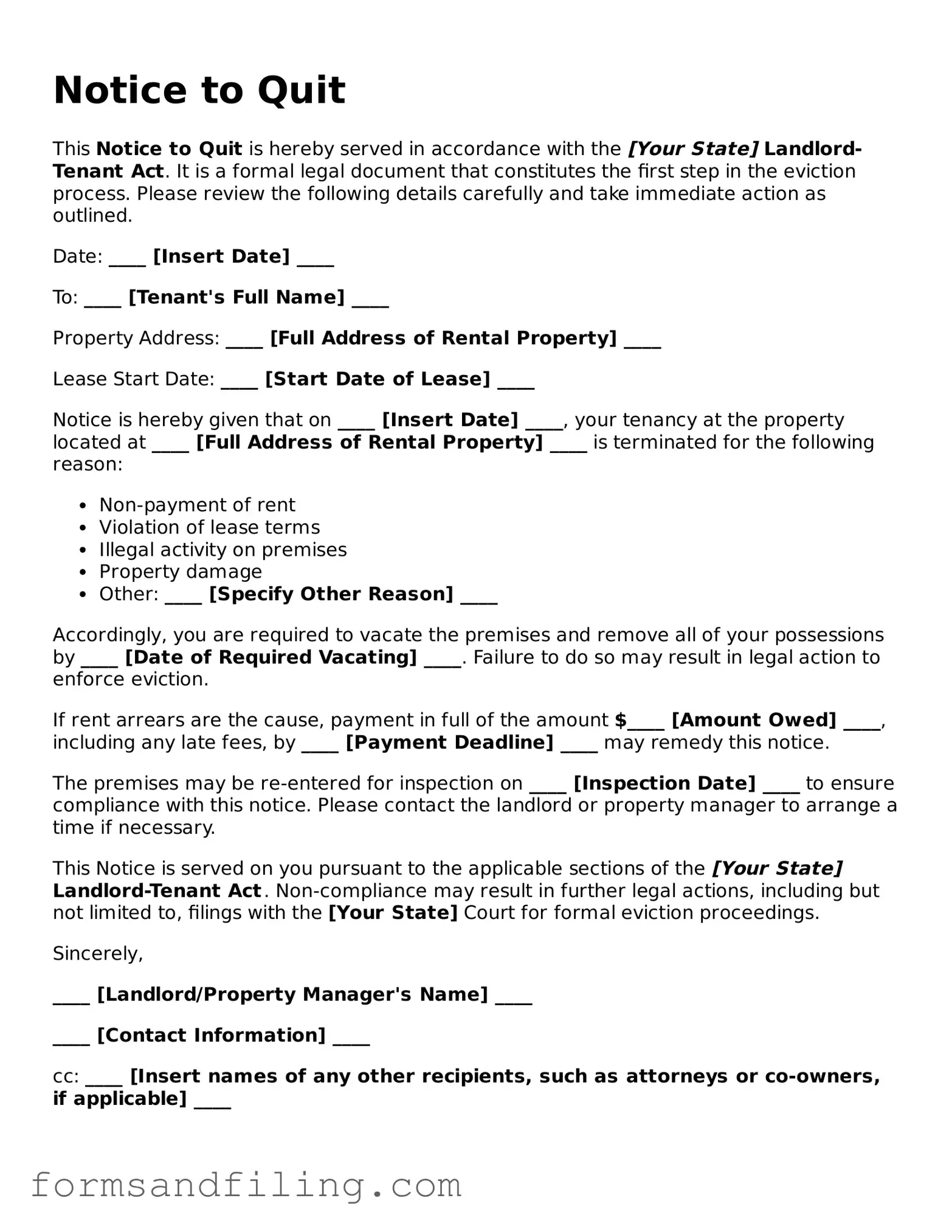 Free Notice to Quit Template