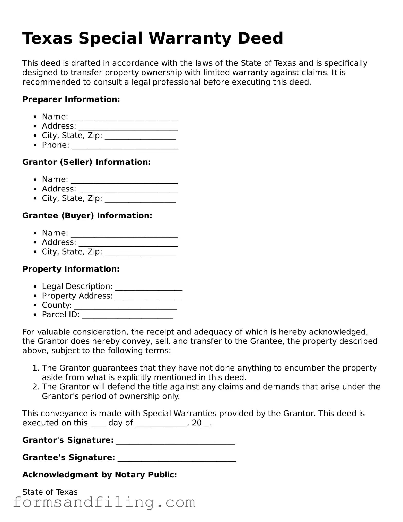 Free Texas Deed Template
