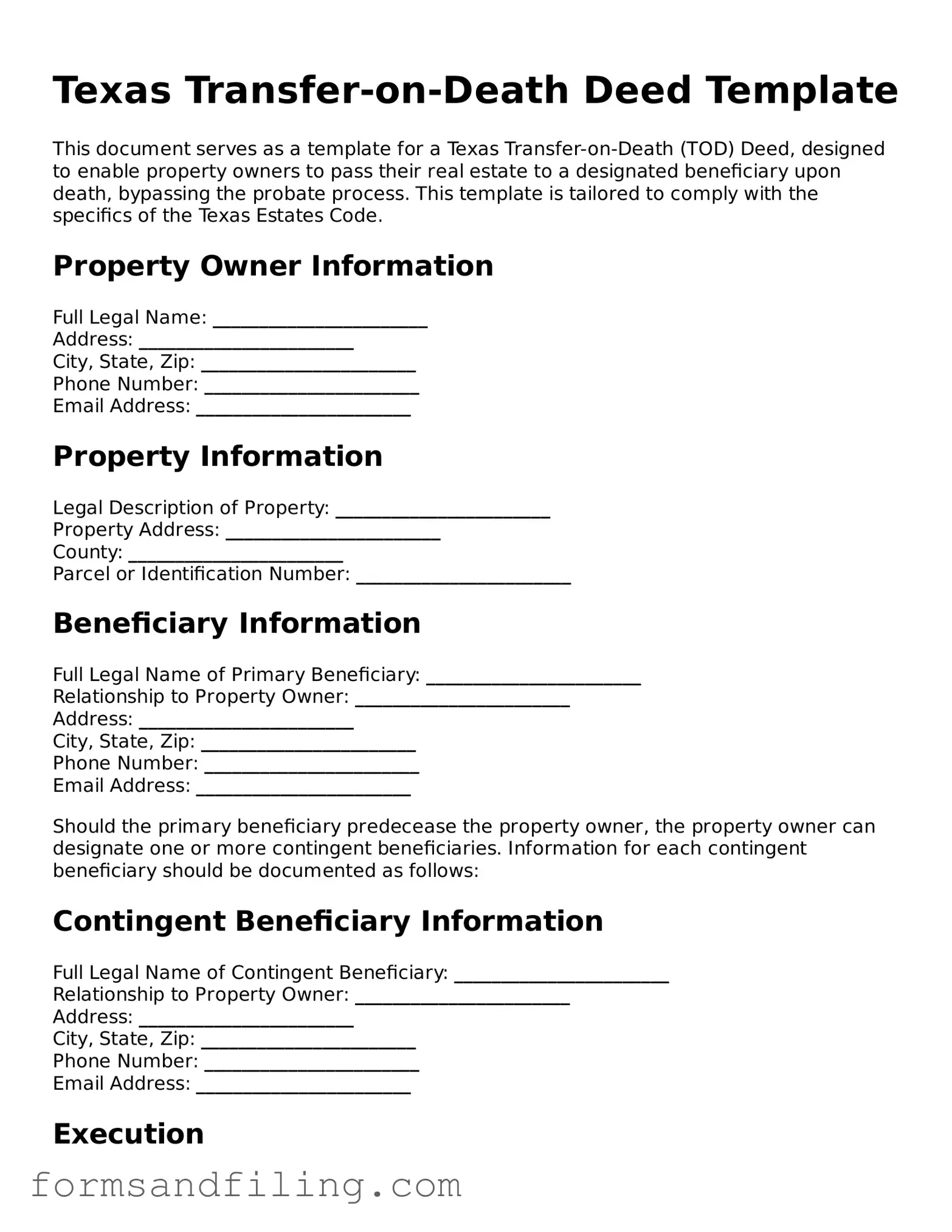Free Texas Transfer-on-Death Deed Template