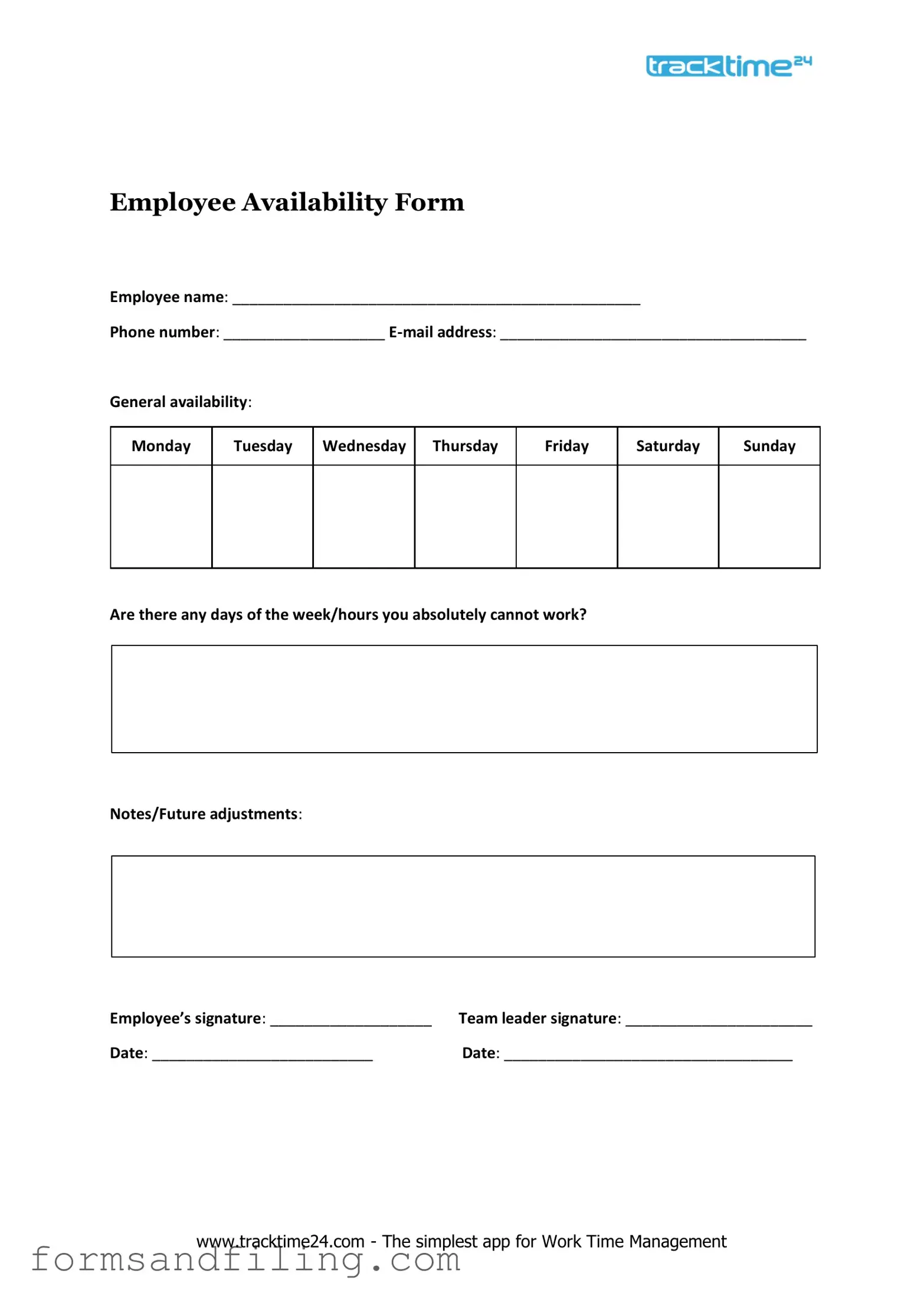 Fill Out a Valid Employee Availability Template